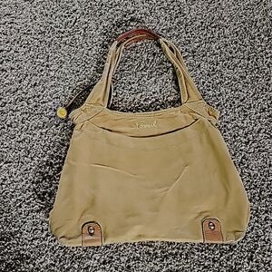 FOSSIL Tan Canvas Hobo Shoulder Bag